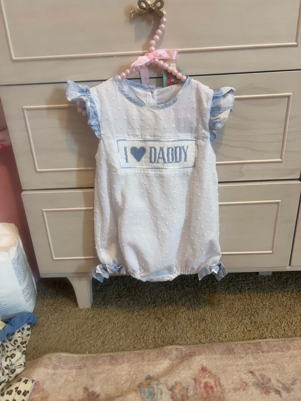 I ♥ Daddy White & Light Blue Baby One-Piece